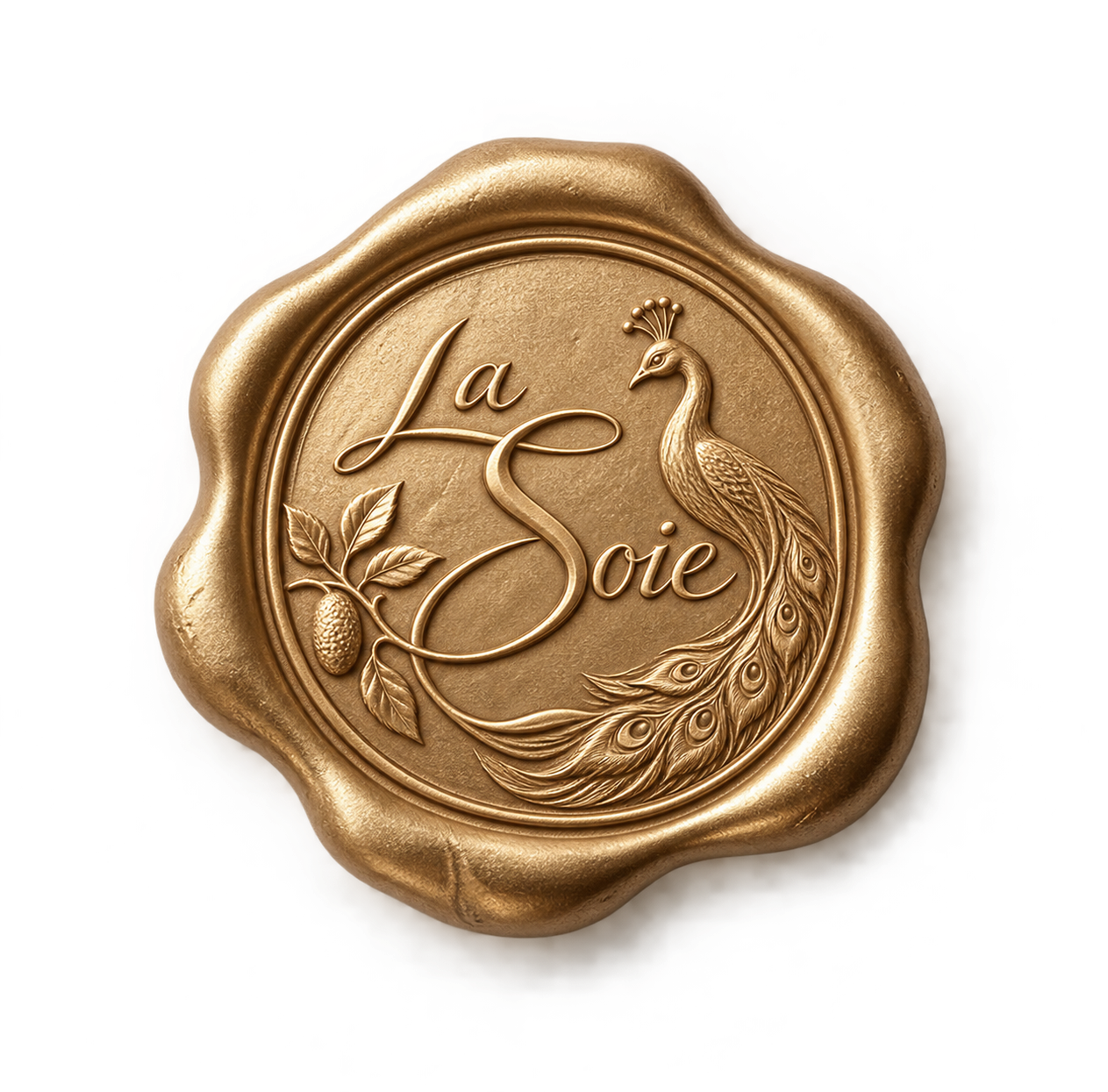 LA SOIE gold peacock seal
