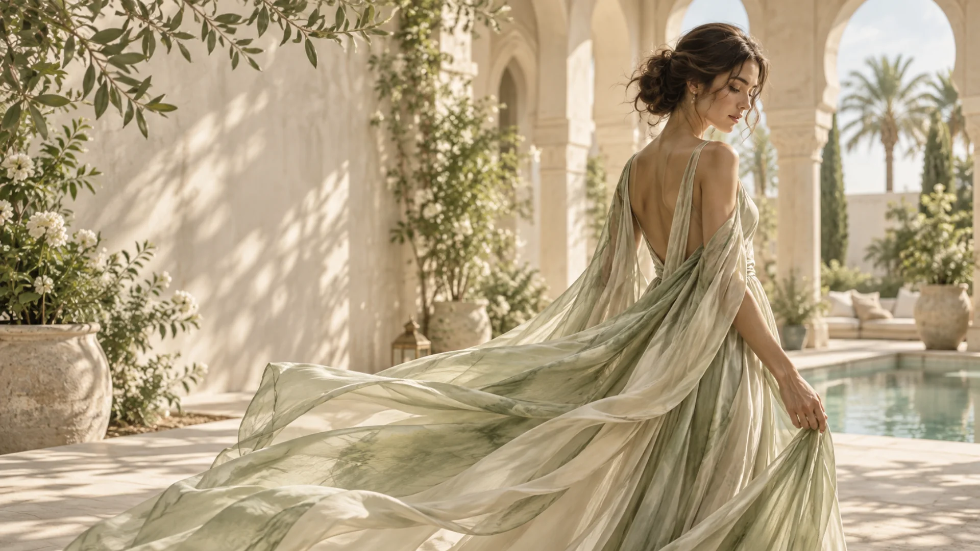 Flowing silk dress collection